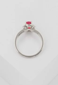 Ring Weissgold 750 Rubin 0.92ct.Brillanten 0.39ct. (56)