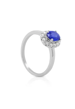 Ring Weissgold 750 Saphir 0.88ct. Brillanten 0.36ct. (56)