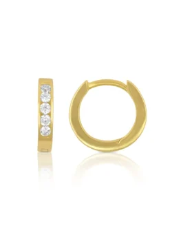 Scharnier-Creolen Gelbgold 750 Zirkonia 14mm