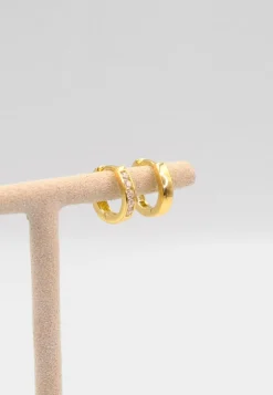 Scharnier-Creolen Gelbgold 750 Zirkonia 14mm