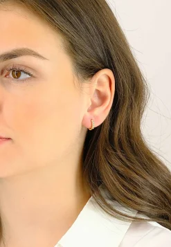 Scharnier-Creolen Gelbgold 750 Zirkonia 14mm