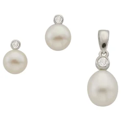 Schmuckset Silber 925 Zirkonia, 10x7mm