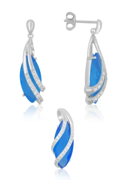 Schmuckset Silber 925 Zirkonia, 34x14mm