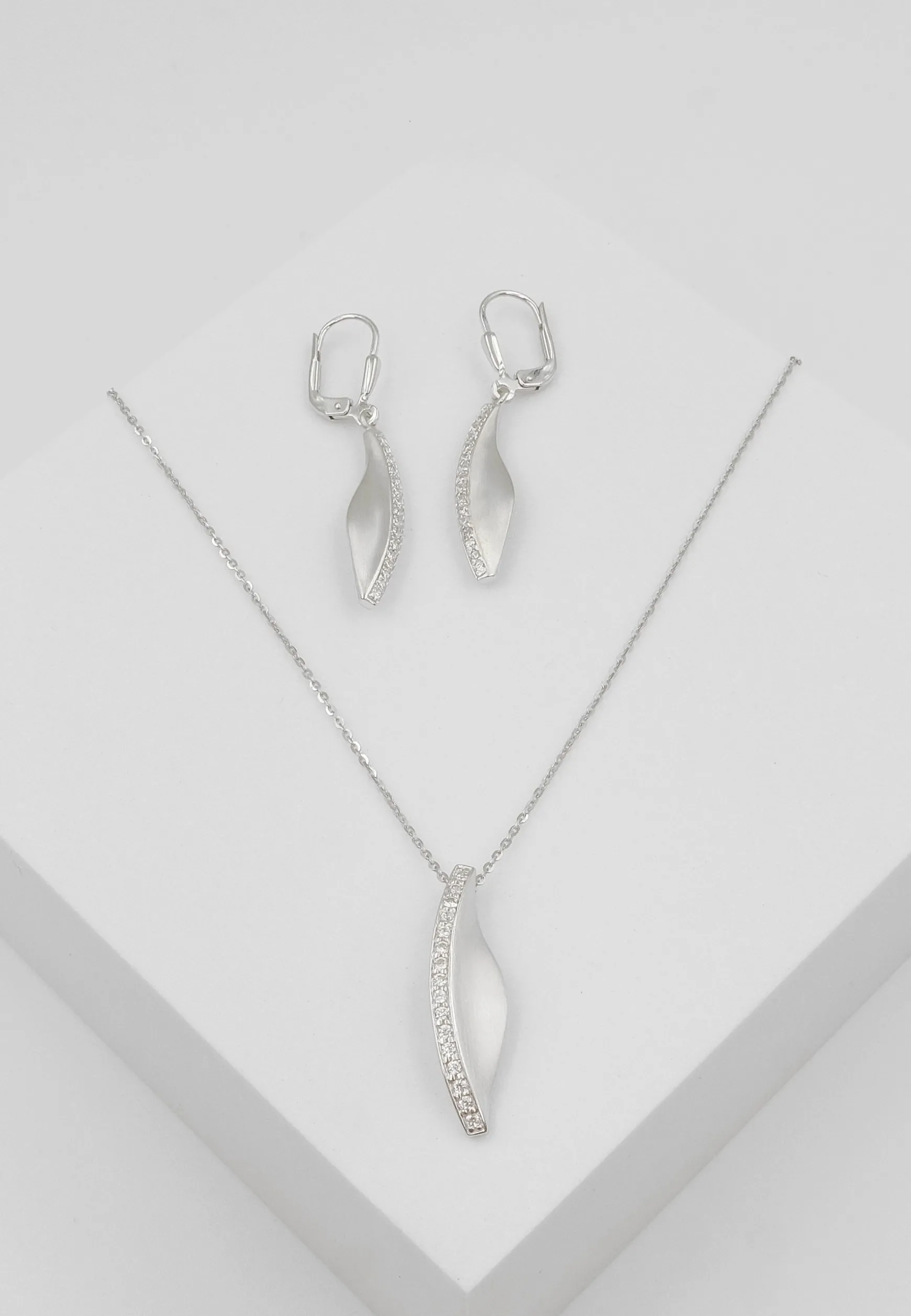 Schmuckset Silber 925 Zirkonia, 24x7mm