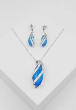 Schmuckset Silber 925 Zirkonia, 34x14mm