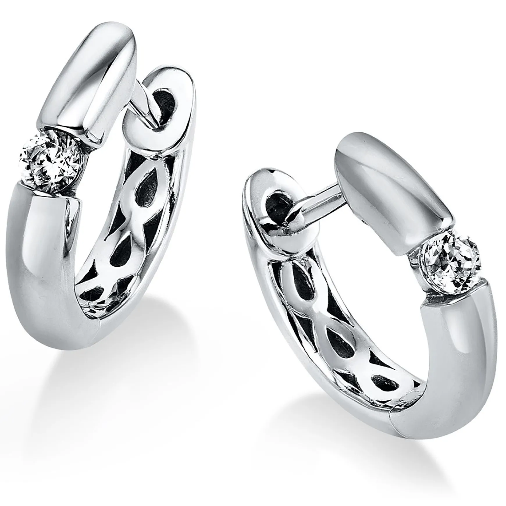 Solitaire Ohrstecker Platin 95K, Diamant 0.1ct.