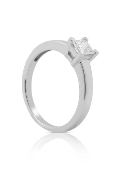 Solitaire Ring Diamant 0.47ct. Princess Weissgold 750