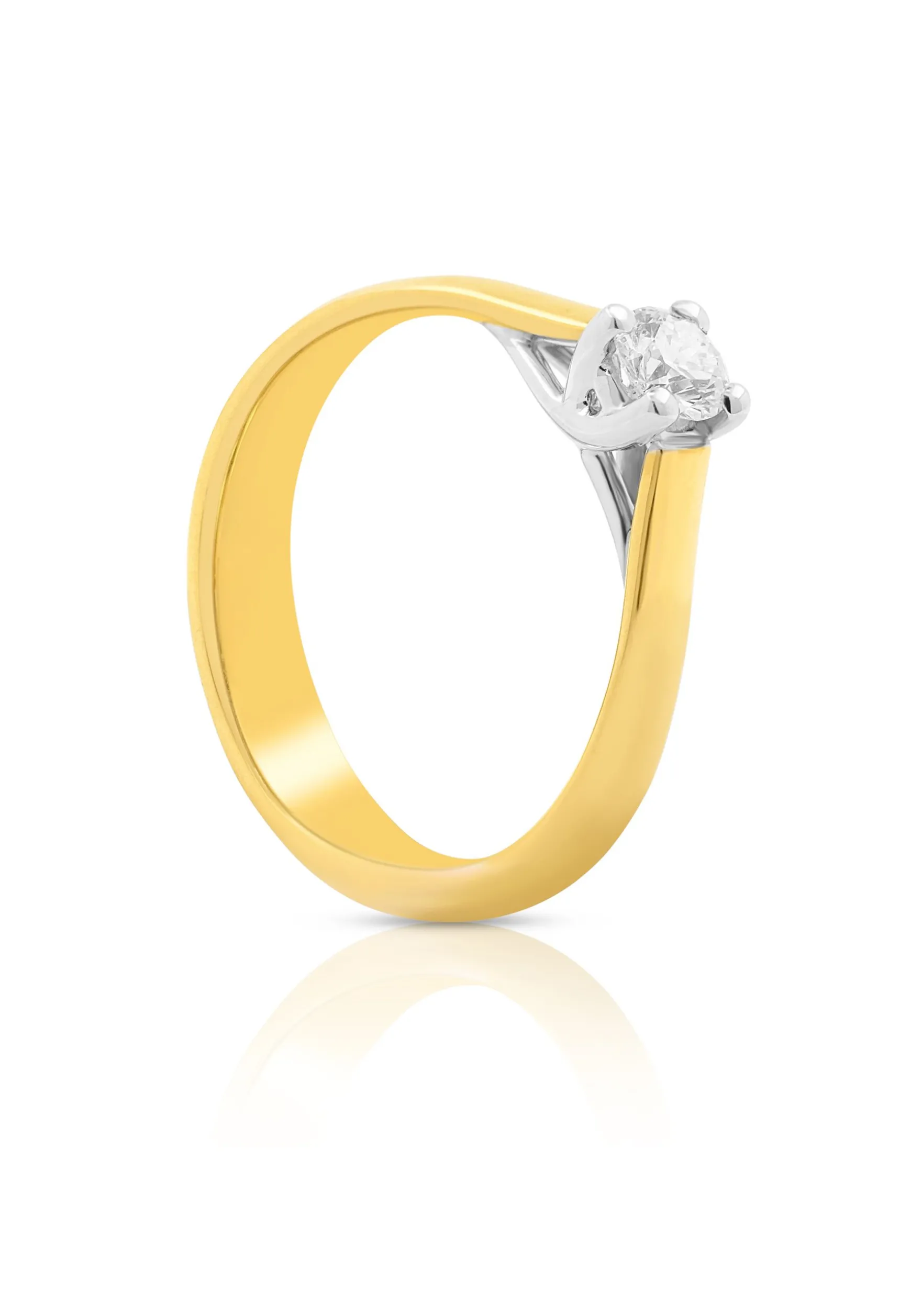 Solitaire Ring Diamant 0.50ct. Bicolor Gelb-/Weissgold