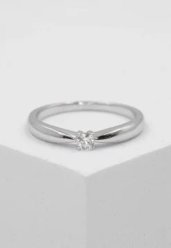 Solitaire Ring Diamant 0.10ct. Palladium-Weissgold 750