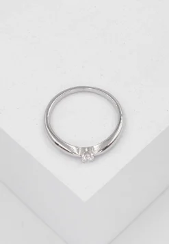 Solitaire Ring Diamant 0.10ct. Palladium-Weissgold 750