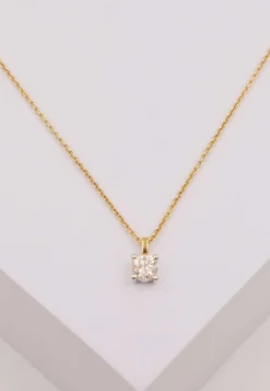 Solitär Anhänger 4-Griff-Fassung Gelbgold 750 Diamant 0.50ct. Fassung Weissgold 750, 9x6mm