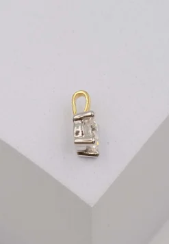 Solitär Anhänger 4-Griff-Fassung Gelbgold 750 Diamant 0.50ct. Fassung Weissgold 750, 9x6mm