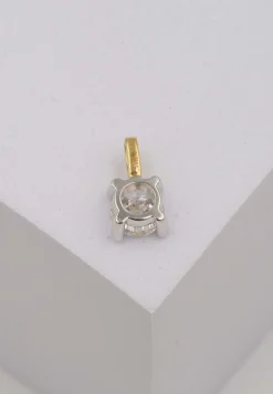 Solitär Anhänger 4-Griff-Fassung Gelbgold 750 Diamant 0.50ct. Fassung Weissgold 750, 9x6mm