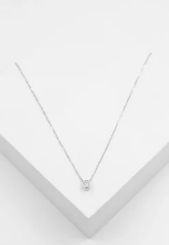 Solitär Anhänger Zargenfassung Weissgold 750 Diamant 0.15ct. 5x5mm