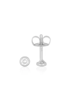 Solitär Ohrstecker Zargen-Fassung Weissgold 750 Brillanten 0.16ct. 5mm