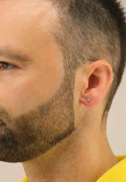 Solitär Ohrstecker Zargen-Fassung Weissgold 750 Brillanten 0.16ct. 5mm