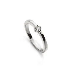 Solitär Ring 6-Griff-Fassung Weissgold 750, Brillant 0.10ct.