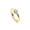 Solitär Ring 6-Griff-Fassung Gelbgold 750, Brillant 0.33ct. Fassung Weissgold 750, Brillant