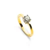 Solitär Ring 4-Griff-Fassung Gelbgold 750, Brillanten 0.50ct. Fassung Weissgold 750