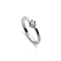Solitär Ring 6-Griff-Fassung Weissgold 750, Brillant 0.20ct. (52)