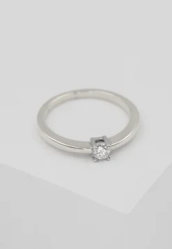 Solitär Ring 4-Griff-Fassung Weissgold 750, Brillant 0.15ct. (54)
