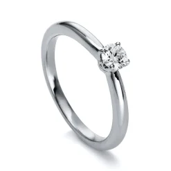 Solitär Ring 750/18K Weissgold/Platin 950 Diamant 0.2ct.