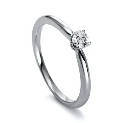 Solitär Ring 750/18K Weissgold/Platin 950 Diamant 0.15ct.