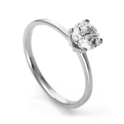 Solitär Ring 750/18K Weissgold/Platin 950 Diamant 0.75ct.