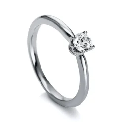 Solitär Ring 750/18K Weissgold/Platin 950 Diamant 0.31ct.