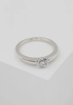 Solitär Ring Zargen-Fassung Weissgold 750, Brillant 0.33ct. (56)