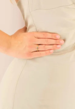 Solitär Ring Zargen-Fassung Gelbgold 750, Brillanten 0.15ct. Fassung Weissgold 750 (56)