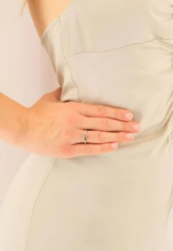 Solitär Ring Zargen-Fassung Weissgold 750, Brillant 0.33ct. (56)