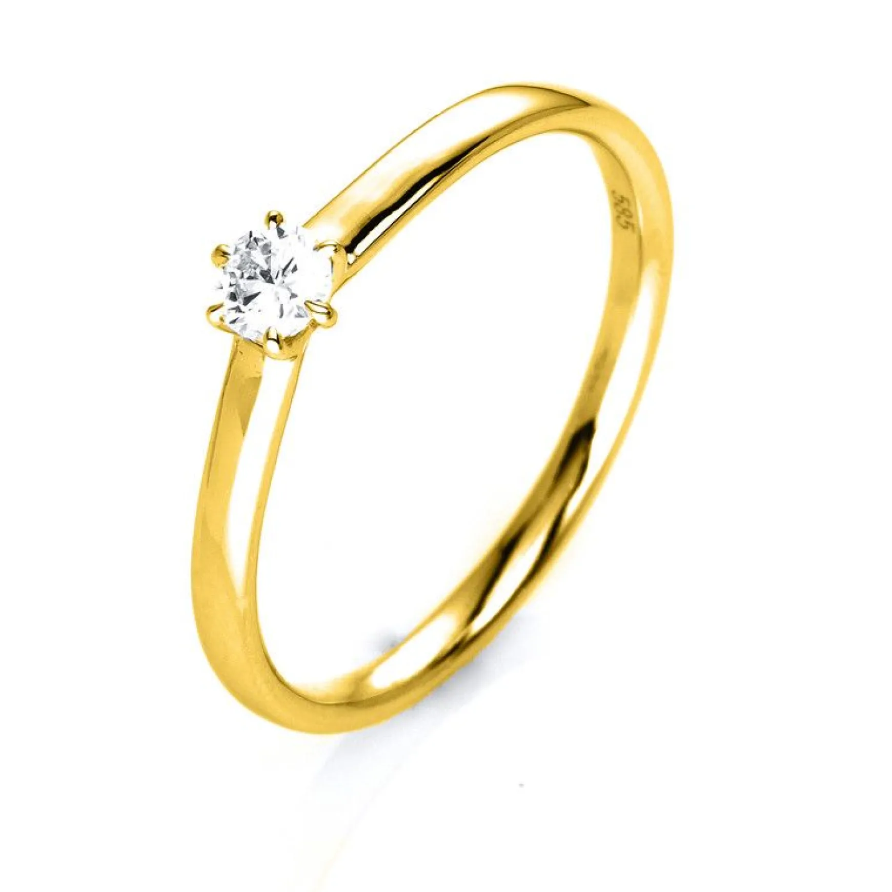 Solitär-Ring 750/18K Gelbgold Diamant 0.15ct.