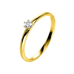 Solitär-Ring 585/14K Gelbgold Diamant 0.1ct.