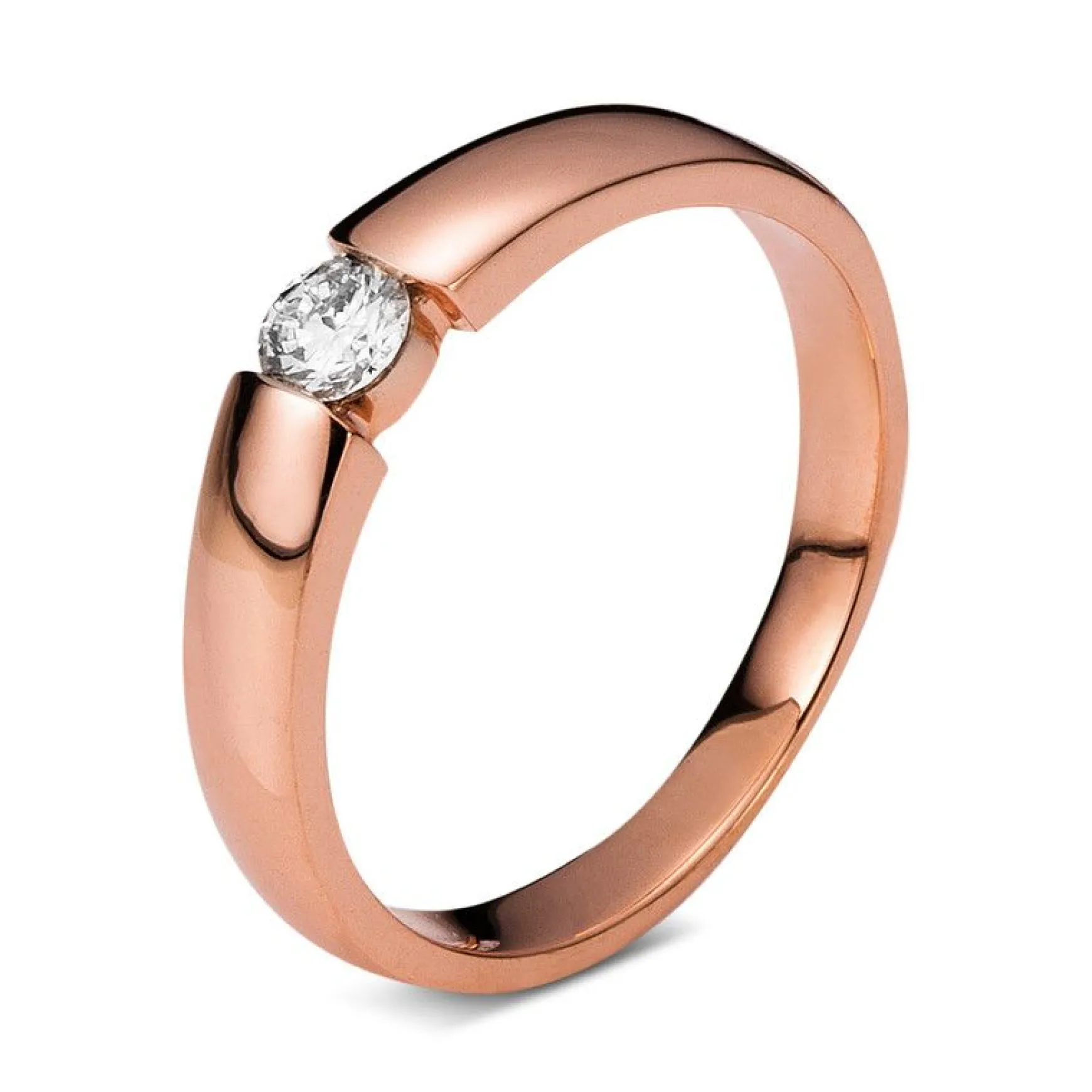 Solitär-Ring 585/14K Rotgold Diamant 0.22ct.