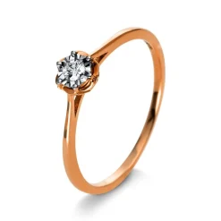 Solitär-Ring 750/18K Rotgold Diamant 0.07ct.