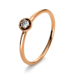 Solitär-Ring 750/18K Rotgold Diamant 0.09ct.
