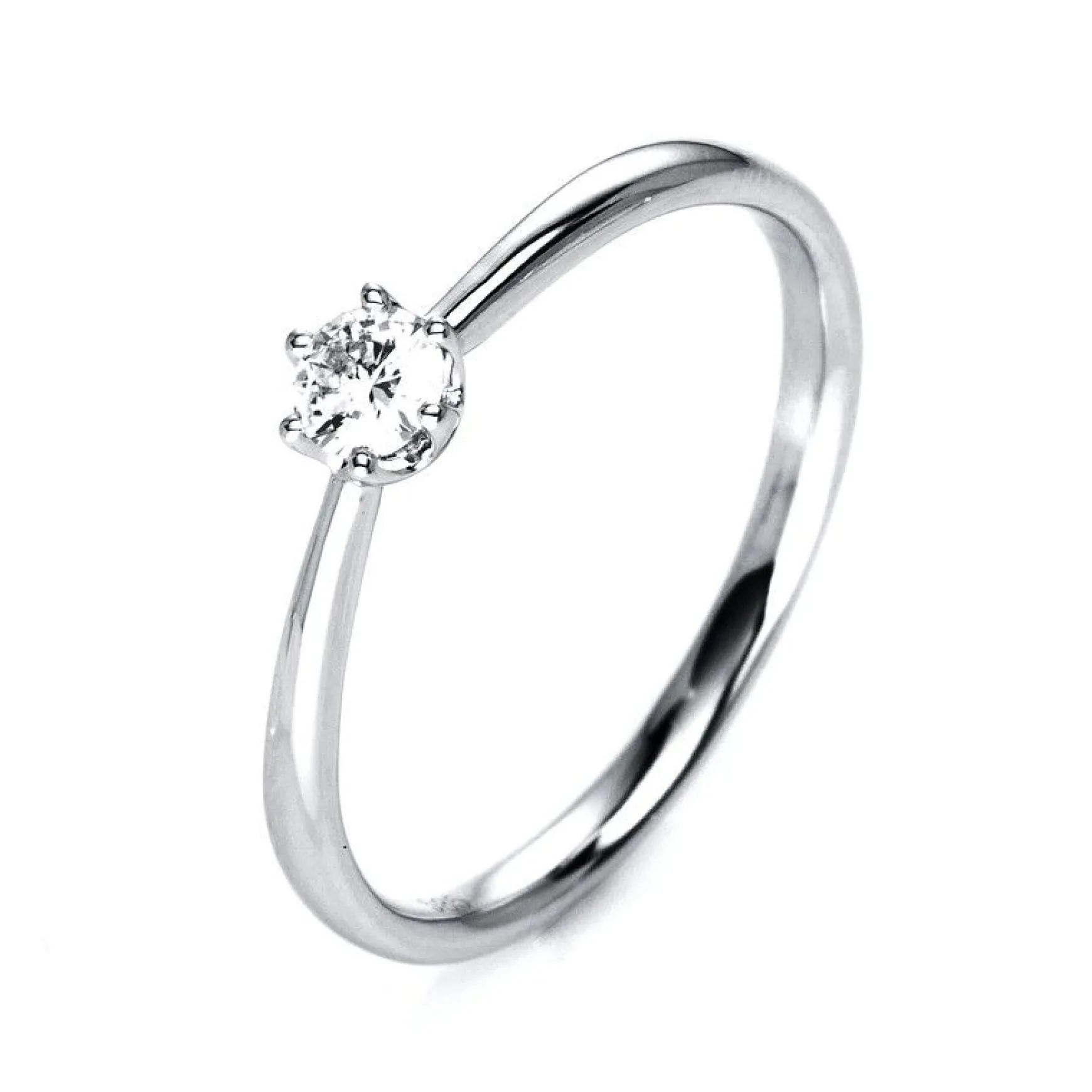 Solitär-Ring 585/14K Weissgold Diamant 0.15ct.