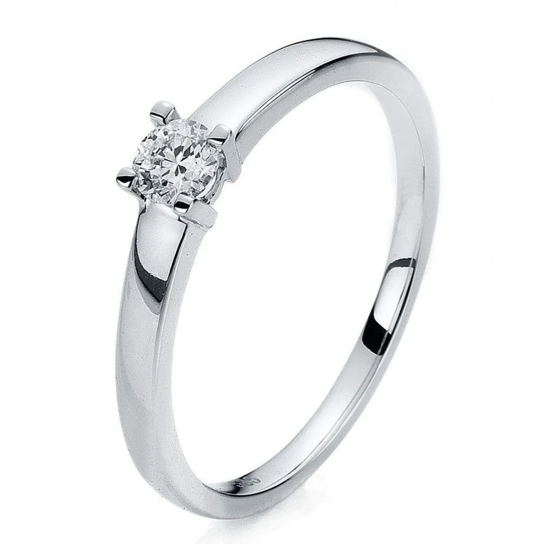 Solitär-Ring 585/14K Weissgold Diamant 0.18ct.