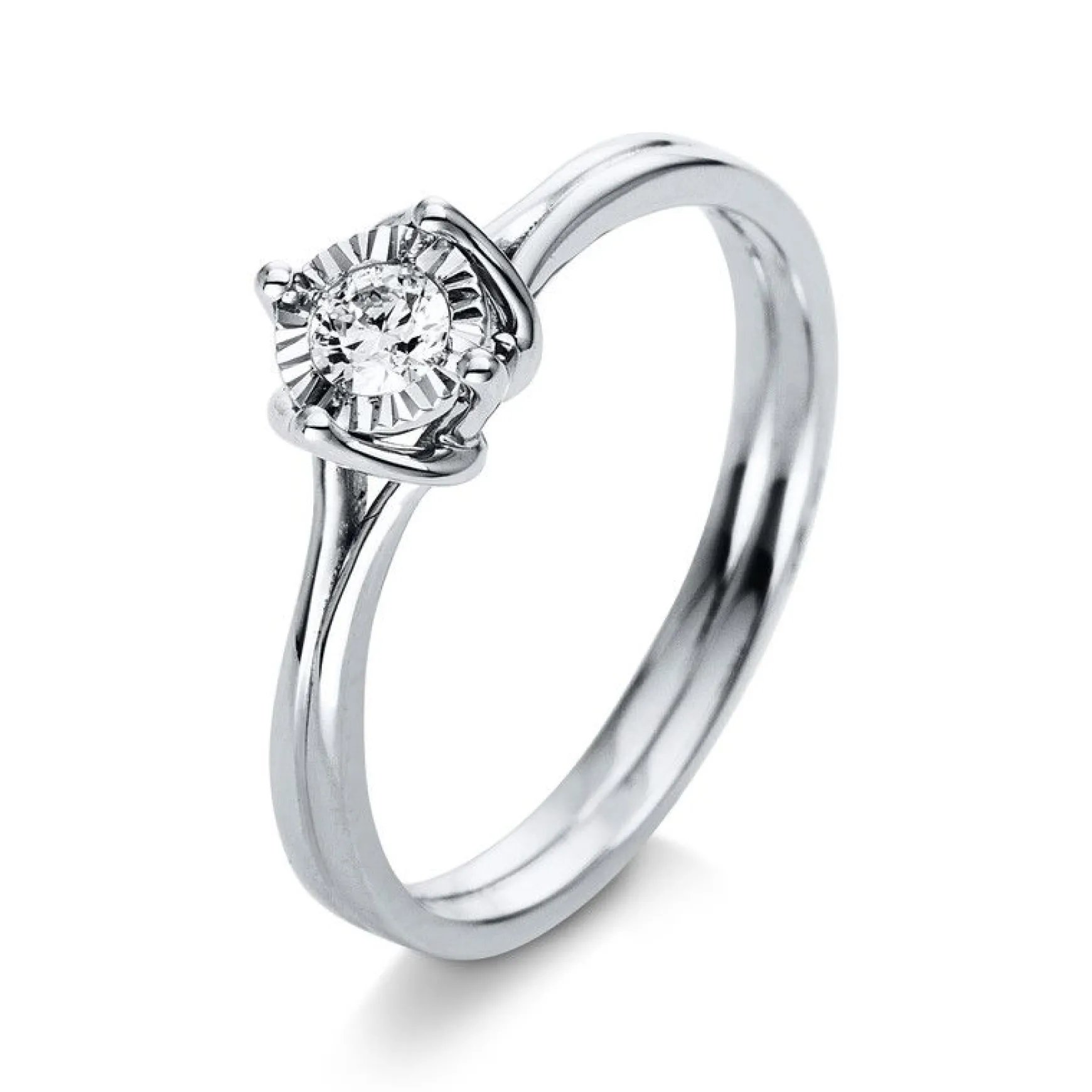 Solitär-Ring 750/18K Weissgold Diamant 0.12ct.