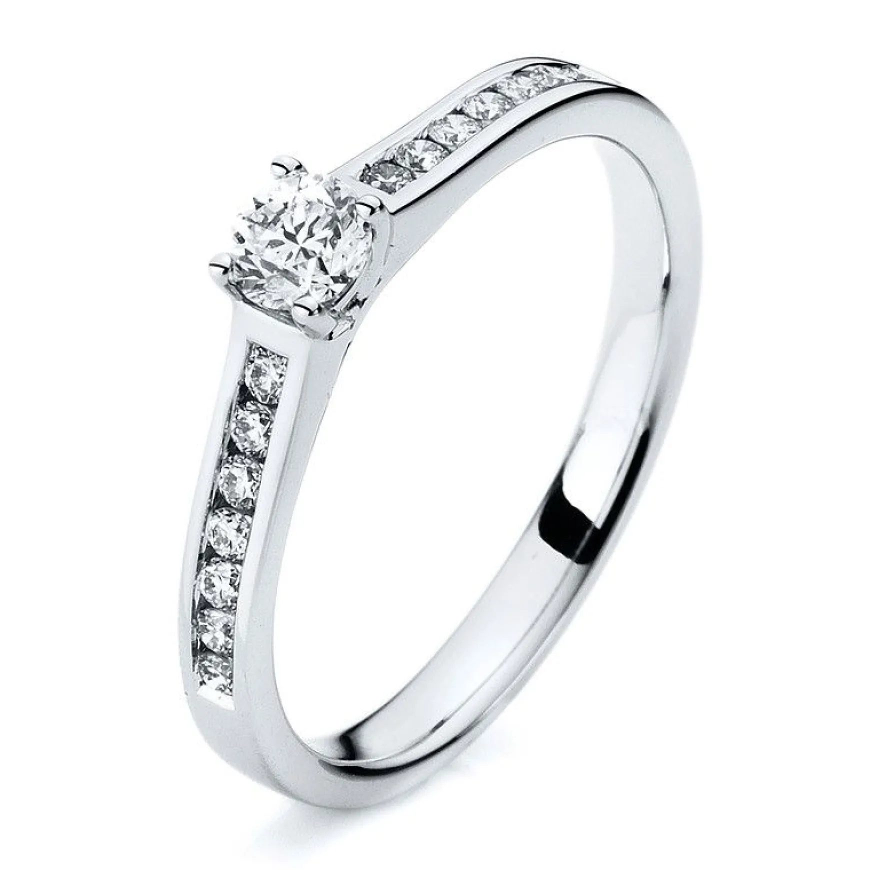 Solitär-Ring 585/14K Weissgold Diamant 0.4ct.