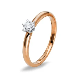 Solitär-Ring 750/18K Weissgold/Rotgold Diamant 0.21ct.