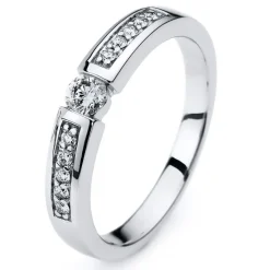 Trauring 585/14K Weissgold Diamant 0.29ct.