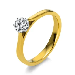 Verlobungsring 750/18K Gelbgold/Weissgold Diamant 0.16ct.