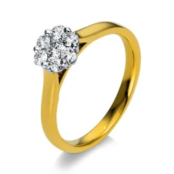 Verlobungsring 750/18K Gelbgold/Weissgold Diamant 0.4ct.
