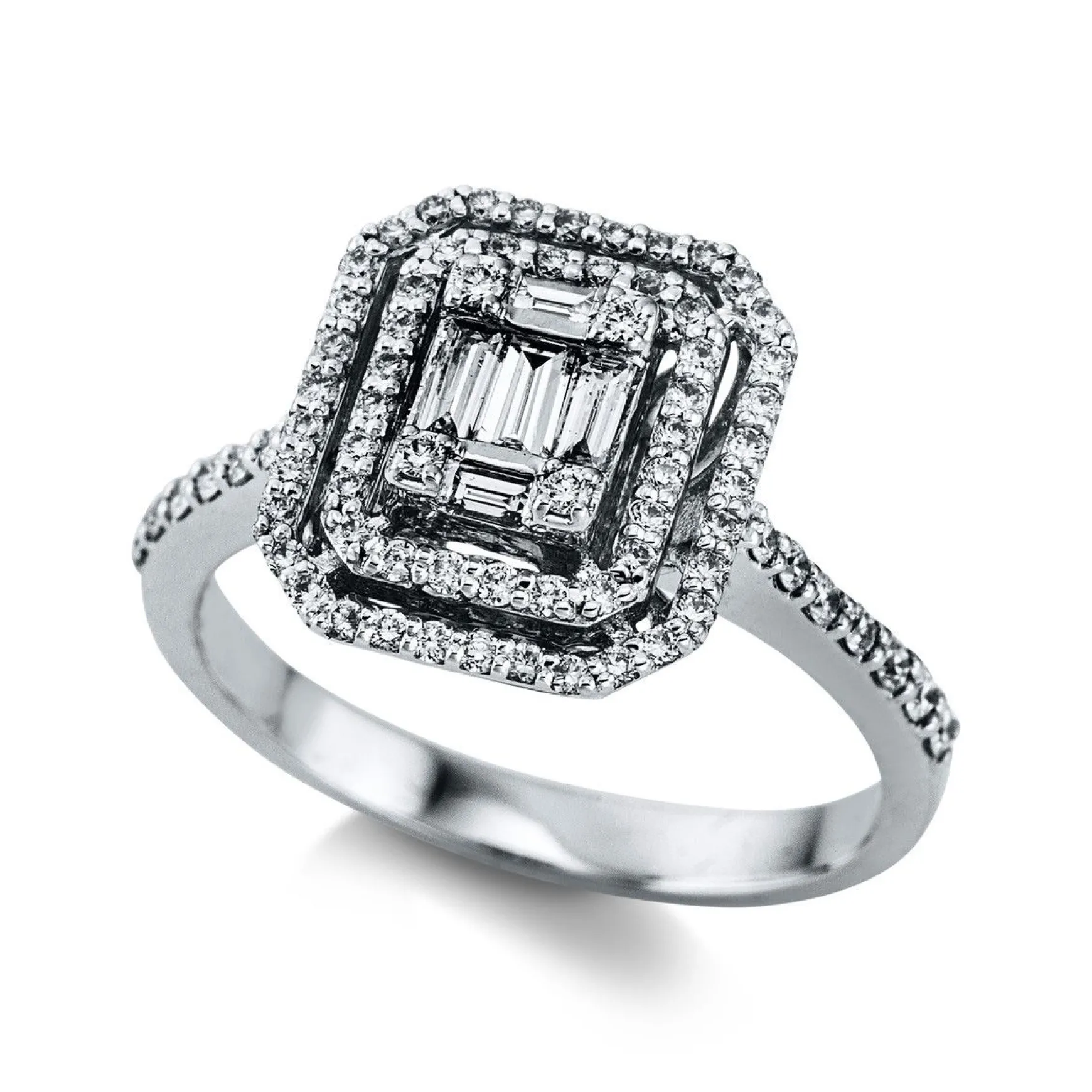 Verlobungsring 750/18K Weissgold Diamant 0.54ct.