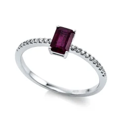 Verlobungsring 750/18K Weissgold Diamant 0.09ct. Rubin 0.6ct.
