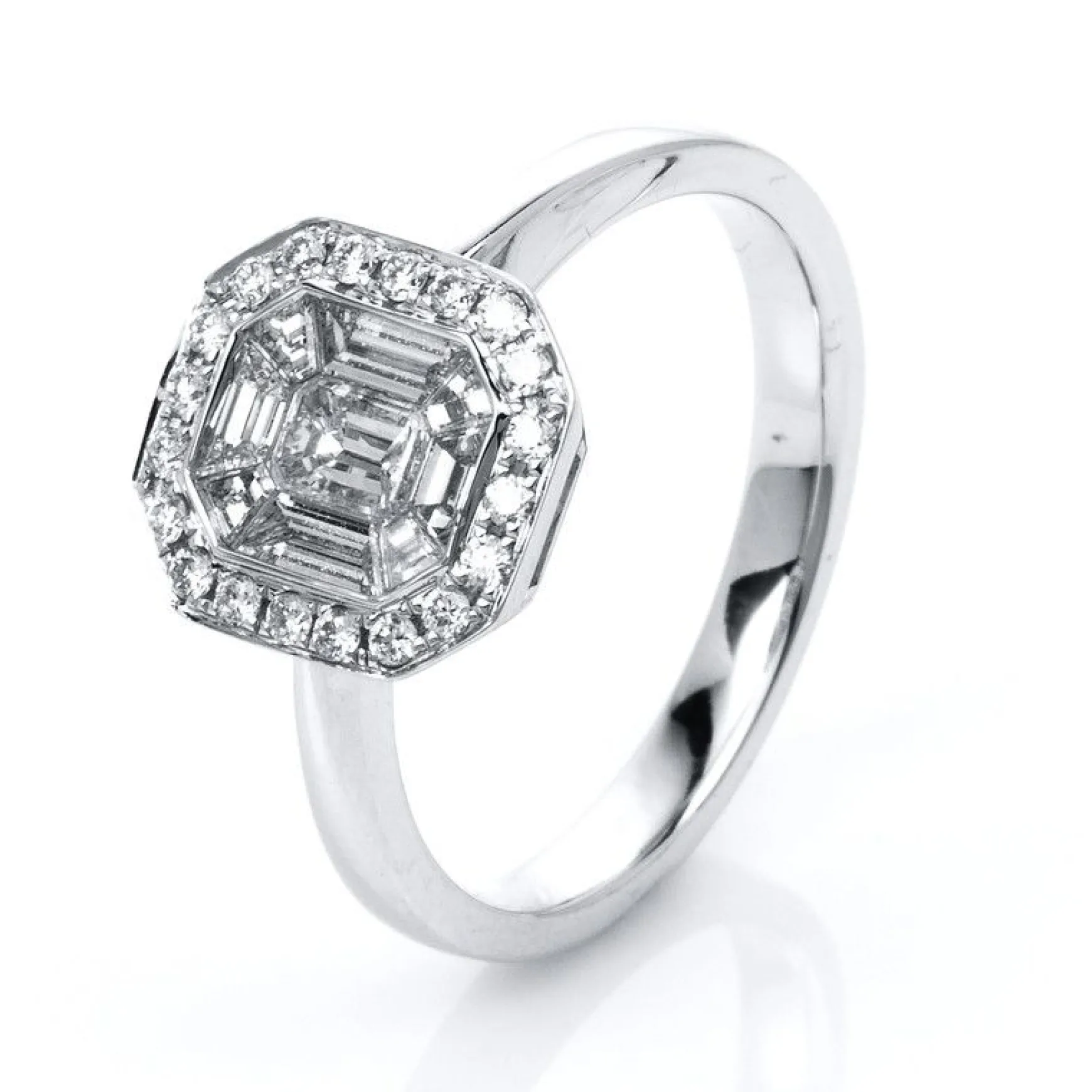Verlobungsring 750/18K Weissgold Diamant 0.75ct.