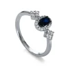 Verlobungsring 585/14K Weissgold Diamant 0.2ct. Safir 0.3ct.
