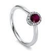 Verlobungsring 750/18K Weissgold Diamant 0.09ct. Rubin 0.41ct.